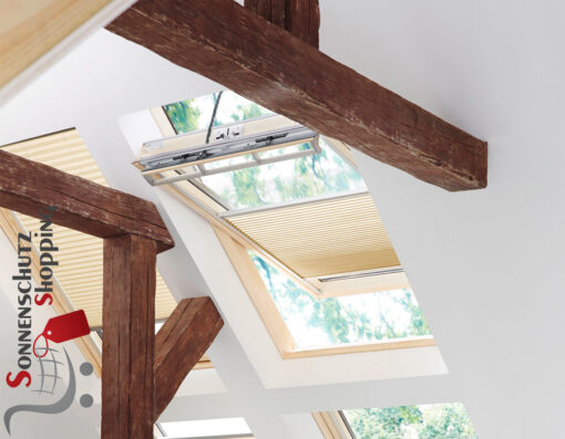 Velux Plissee Raumbild creme